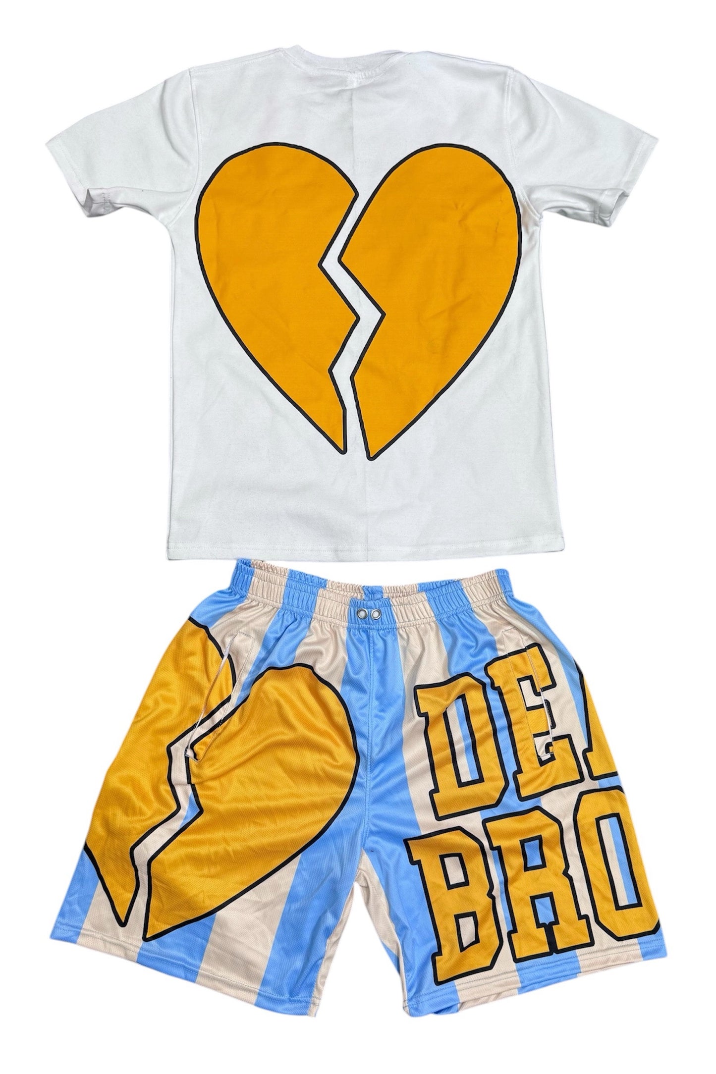 Deadbroke "Broken Hearts Edition" Shorts Set (White/Yellow)